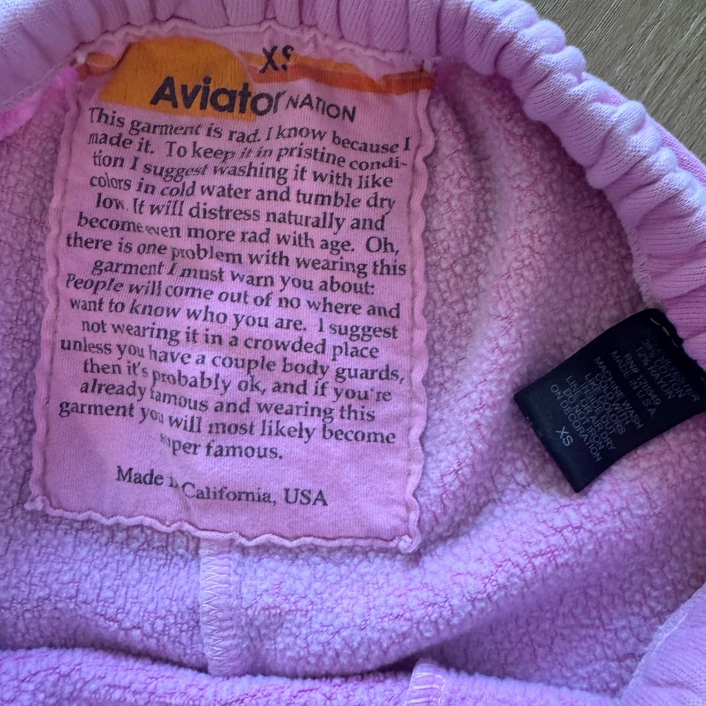 💖🌈Aviator Nation Rainbow Embroidered Sweatpants XS Pink Made in USA 💖🌈 - Picture 4 of 6